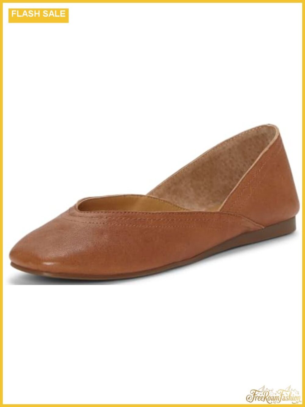 Women's Leather Ballet Square Toe Flats Slip-On Casual Comfort